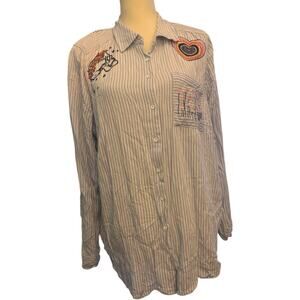 Torrid Lizzie Rayon Twill Embroidered Button Up Plus Size 1- 14/16